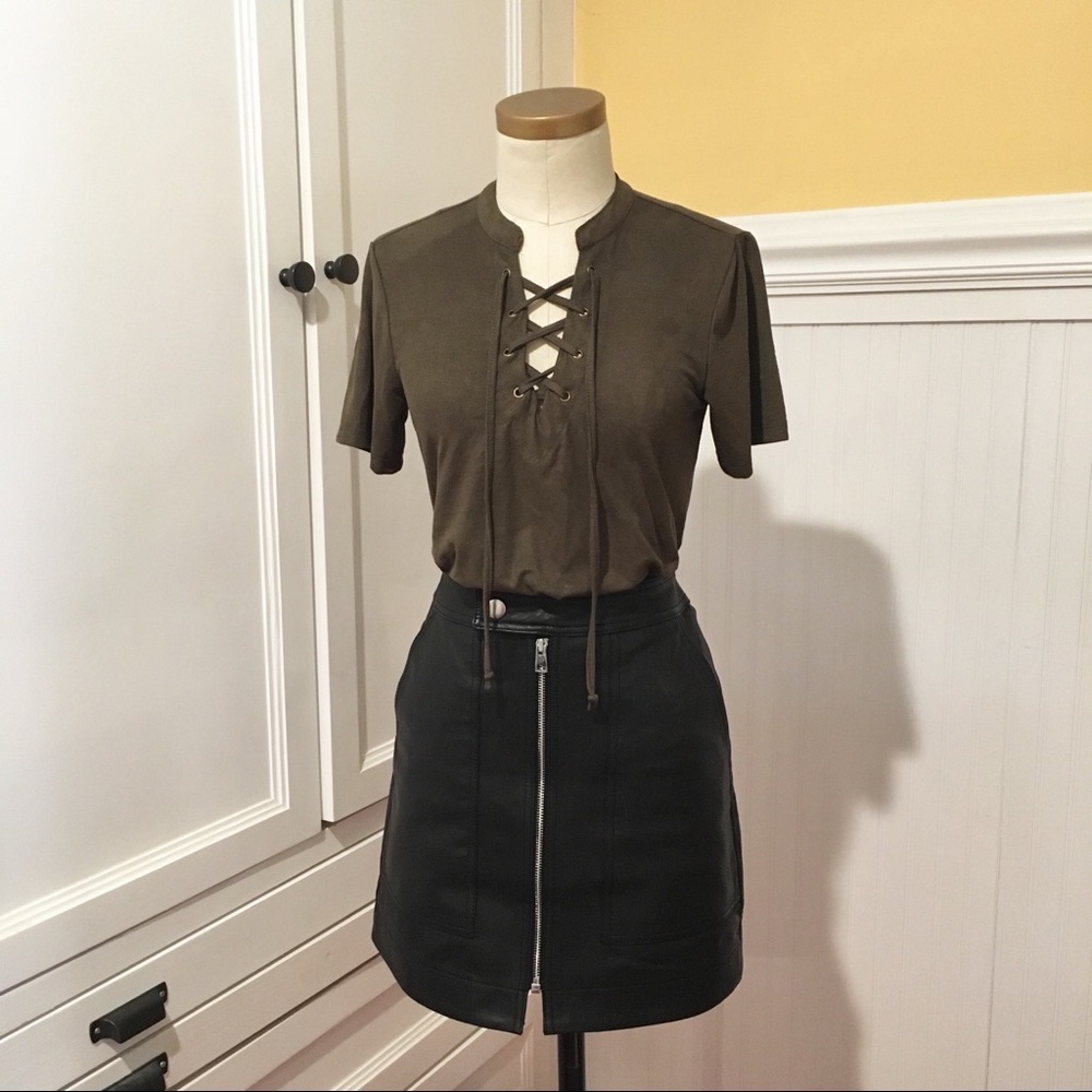 XS Olive Green ‘Suede’ Top